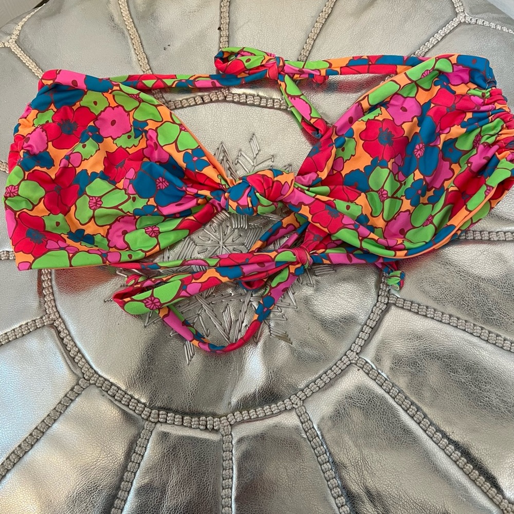 Frankie's Bikinis Neon Floral Bikini Top Only